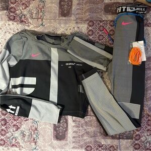 Off-White Gray and Black Leggings Set